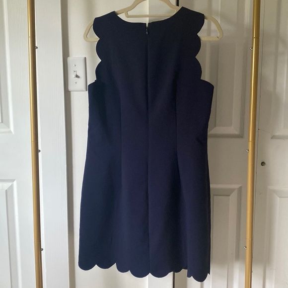 J.Crew Scalloped Shift Dress, navy, size 8 - Picture 2 of 5